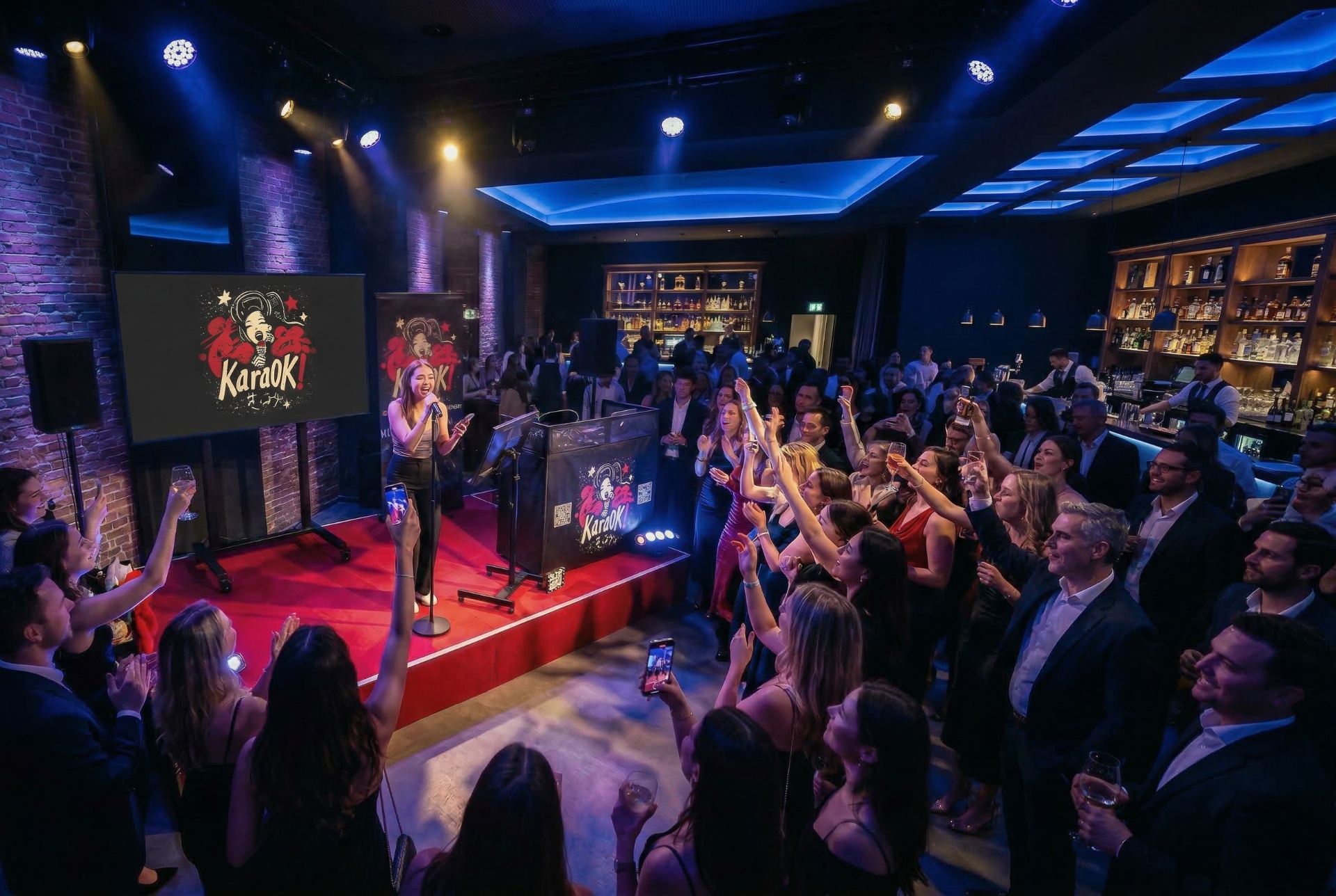 Professionelles KaraOK! Bühnen-Karaoke bei einer Firmenfeier in Österreich